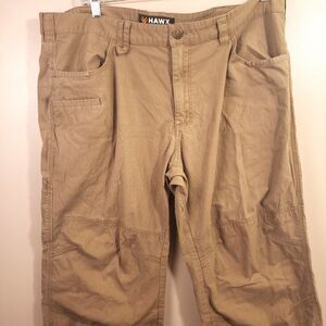 Hawx Work Pant Mens 42x28 Gear Ripstop Cargo Utility Tan Double Knee Articulated